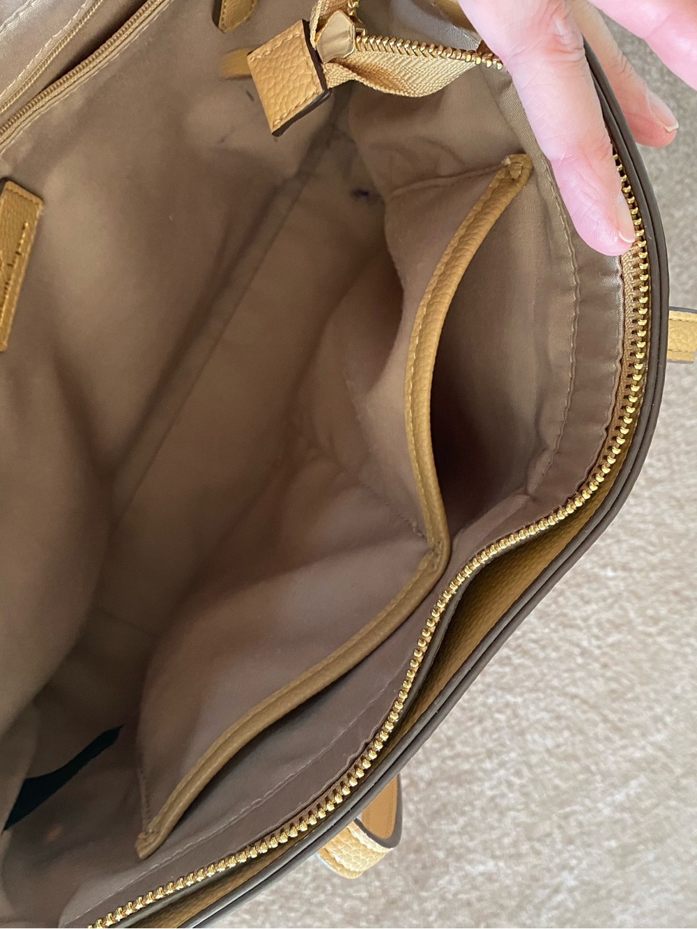 Nanette Lepore Beige Two-Tone Tote with Faux Suede - Picture 12 of 12